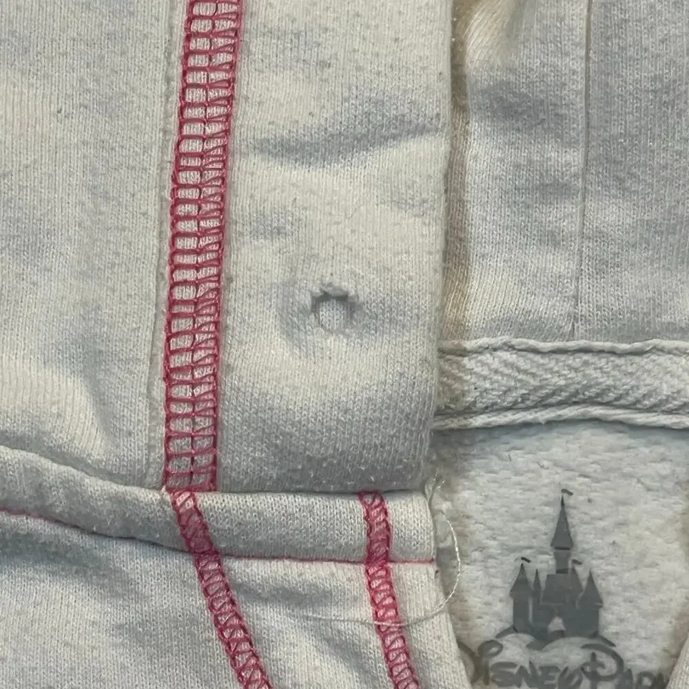 Disney Work Parks Princess Embroidered Hoodie White Pink Youth Girls‎ Size Small